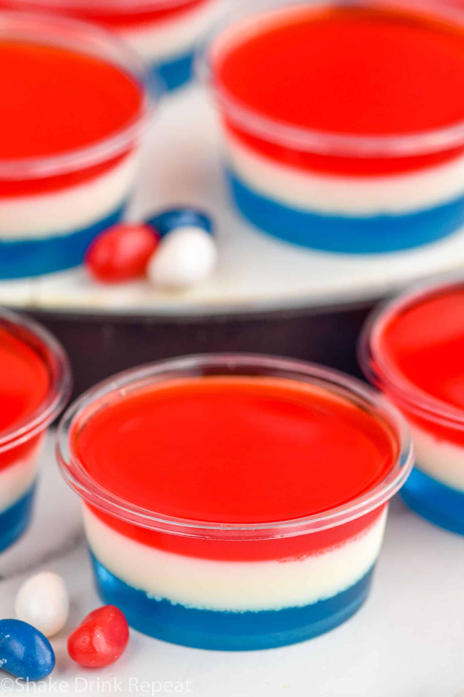 Fourth of July Jello Shots - Shake Drink Repeat